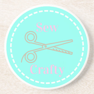 Sew Crafty Pastel Pink Gray Aqua Sandstein Untersetzer