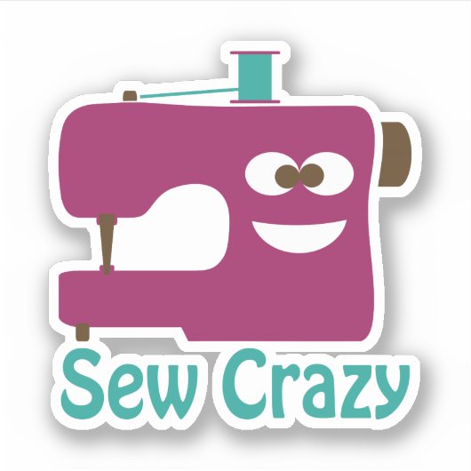 Sew Crazy Aufkleber (Vorderseite)