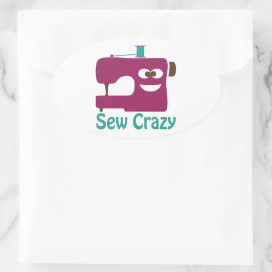 Sew Crazy Ovaler Aufkleber (Tasche)