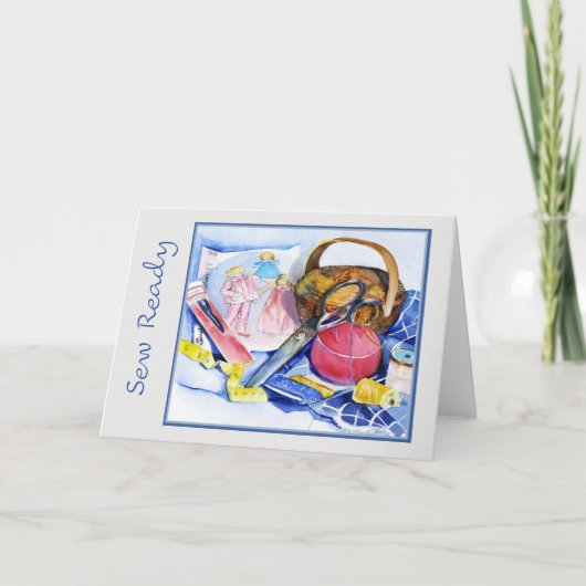 Sew Ready, Wasserfarbe, 7x5 geklappte Karte (Vorderseite)