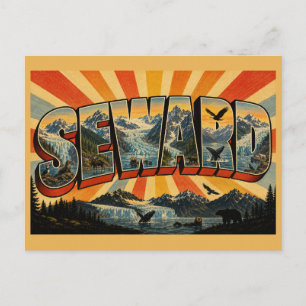 Seward Alaska Fjord Gletscher Berg Kunst Postkarte