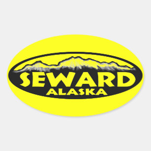 Seward Alaska gelbe ovale Aufkleber
