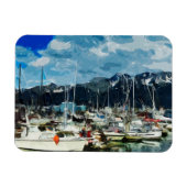 Seward Alaska Habor Abstrakt Impressionismus Magnet (Horizontal)