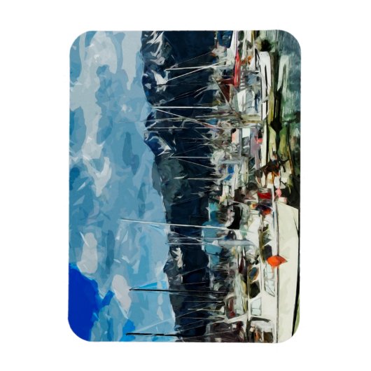 Seward Alaska Habor Abstrakt Impressionismus Magnet (Vertikal)