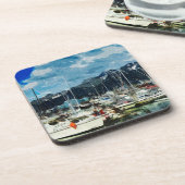 Seward Alaska Habor Abstrakt Impressionismus Untersetzer (Linke Seite)