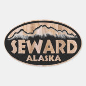 Seward Alaska Holzschild ovale Aufkleber (Vorderseite)