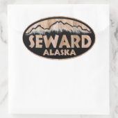 Seward Alaska Holzschild ovale Aufkleber (Tasche)