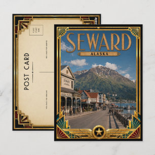 Seward Alaska Vintage Art Deco Golden Age Postkarte