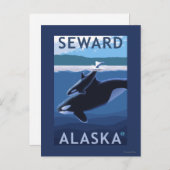Seward, AlaskaOrca und Calf Szene Postkarte (Vorne/Hinten)