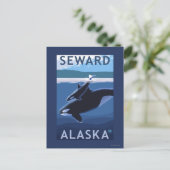 Seward, AlaskaOrca und Calf Szene Postkarte (Stehend Vorderseite)