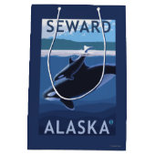 Seward, AlaskaOrca und Kalb-Szene Mittlere Geschenktüte (Rückseite)