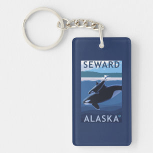 Seward, AlaskaOrca und Kalb-Szene Schlüsselanhänger