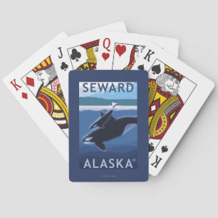 Seward, AlaskaOrca und Kalb-Szene Spielkarten