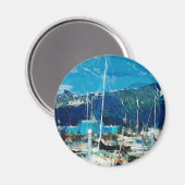 Seward Harbour Alaska Abstrakter Impressionismus Magnet (Vorderseite/Rückseite)