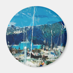 Seward Harbour Alaska Abstrakter Impressionismus Magnet