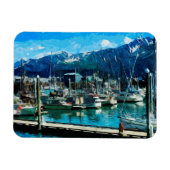 Seward Harbour Alaska Abstrakter Impressionismus Magnet (Horizontal)