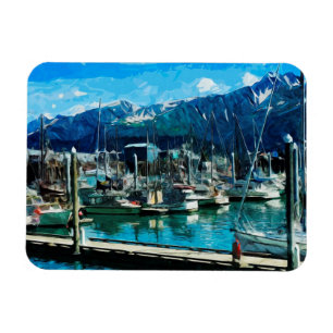 Seward Harbour Alaska Abstrakter Impressionismus Magnet