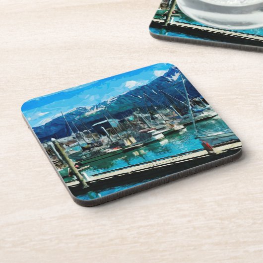 Seward Harbour Alaska Abstrakter Impressionismus Untersetzer (Linke Seite)