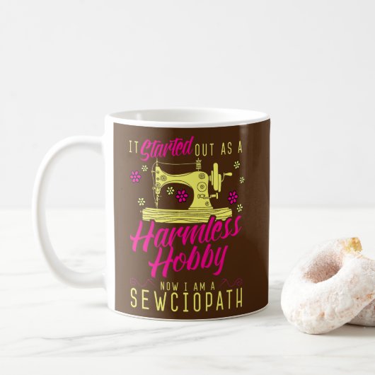 Sewciopath Nähen Liebe Seamstressbestickerin Kaffeetasse (Mit Donut)
