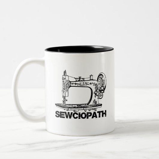 Sewciopath Sewing Keeps Me Mended Fun Zweifarbige Tasse (Links)
