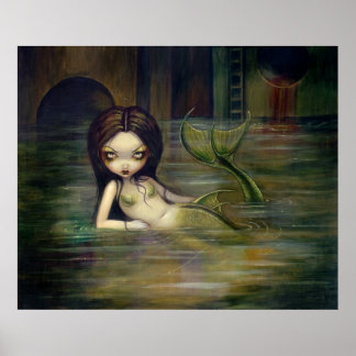 Sewer Mermaid ART PRINT urban steampunk Poster