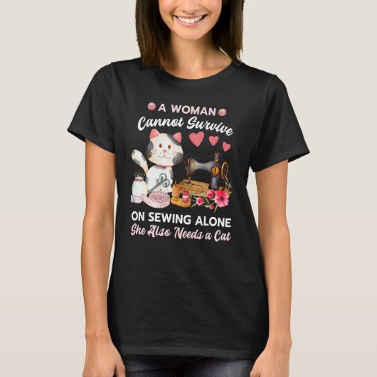 Sewing and Cat T-Shirt (Vorderseite)