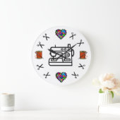 Sewing and Quilting Wall Clock Große Wanduhr (Zuhause)