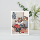 Sewing Cat Louis Wain Postkarte (Stehend Vorderseite)