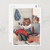 Sewing Cat Louis Wain Postkarte (Vorne/Hinten)