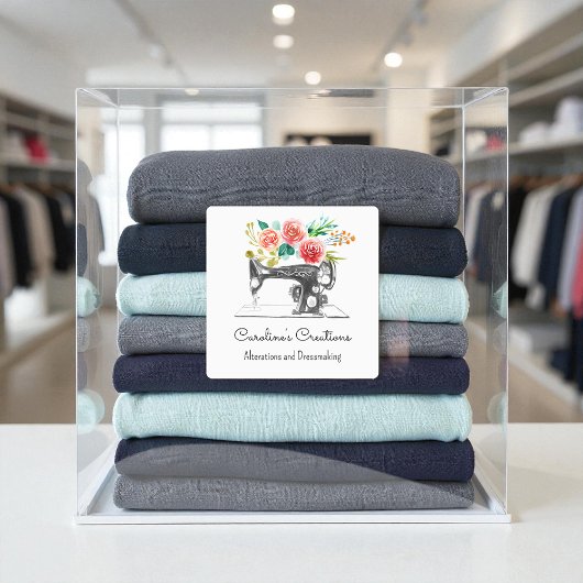 Sewing Machine Black White Seamstress Tailor Label Etiketten