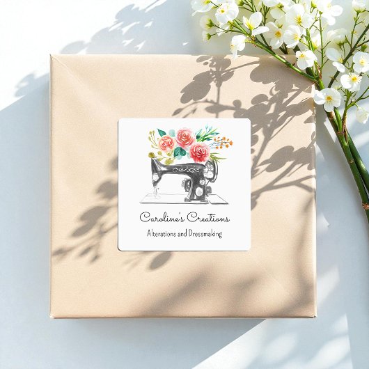 Sewing Machine Black White Seamstress Tailor Label Etiketten