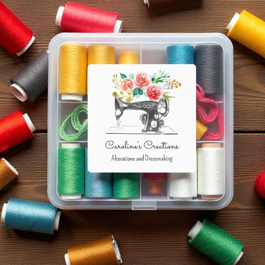 Sewing Machine Black White Seamstress Tailor Label Etiketten