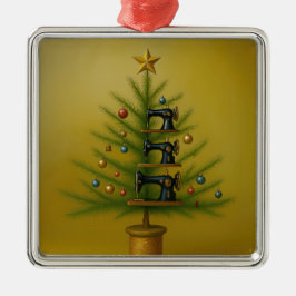 Sewing machine Christmas tree Happy Crafty Xmas Ornament Aus Metall