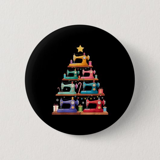 Sewing Machine Christmas Tree Lights Santa Hat Xma Button (Vorderseite)