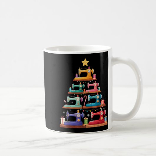 Sewing Machine Christmas Tree Lights Santa Hat Xma Kaffeetasse (Rechts)
