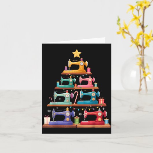 Sewing Machine Christmas Tree Lights Santa Hat Xma Karte (Gelbe Blume)