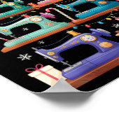 Sewing Machine Christmas Tree Lights Santa Hat Xma Poster (Ecke)