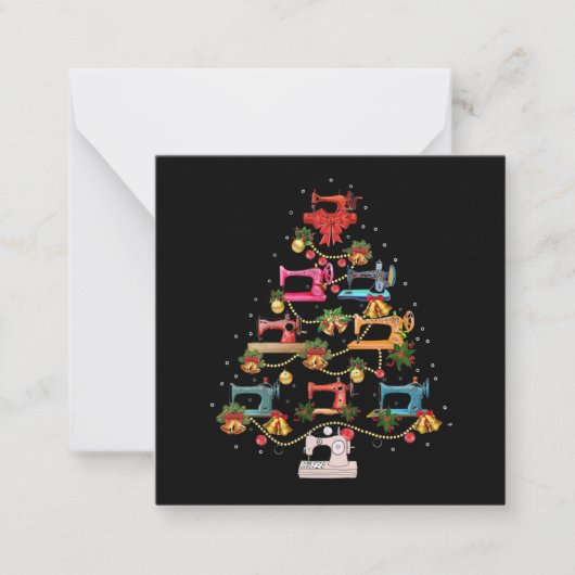 Sewing Machine Christmas Tree Mitteilungskarte (Vorderseite)