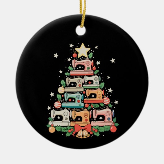 Sewing Machine Christmas Tree Stitch Knit Sew Xmas Keramik Ornament (Vorne)