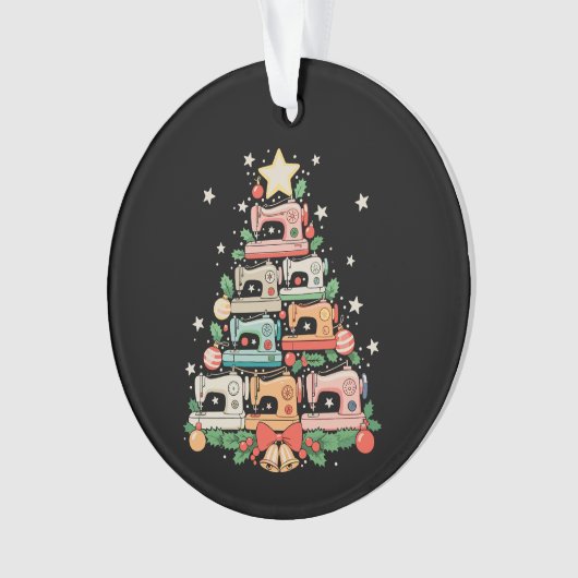 Sewing Machine Christmas Tree Stitch Knit Sew Xmas Ornament (Vorderseite)