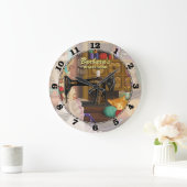 Sewing Machine Personalizable Wall Clock Große Wanduhr (Zuhause)