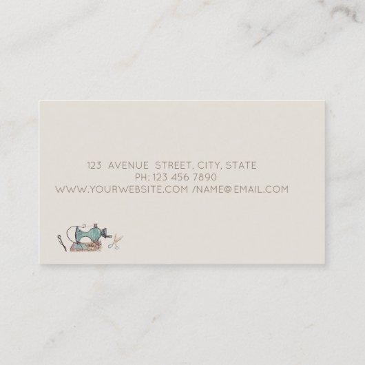 Sewing Machine Scissors Needle Tailor Visitenkarte (Rückseite)