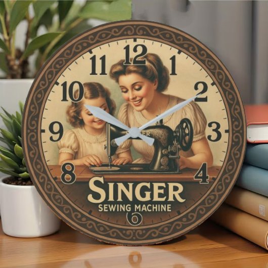Sewing machine seamstress gift Vintage Singer Große Wanduhr