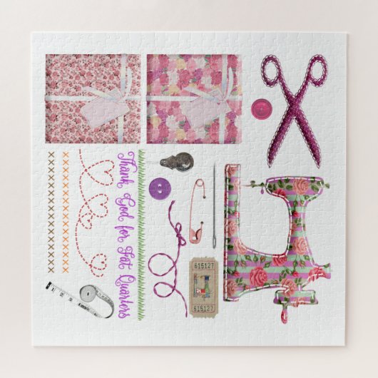 Sewing machine seamstress quilting sewing puzzle (Horizontal)