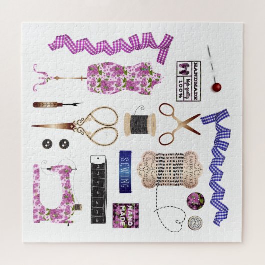 Sewing machine seamstress quilting sewing puzzle (Horizontal)
