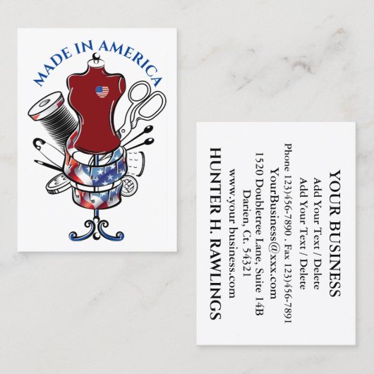 SEWING - Made in America Business Card Visitenkarte (Vorne/Hinten)