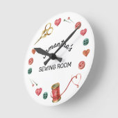 Sewing Needle Thread Alterations Personalized Runde Wanduhr (Winkel)