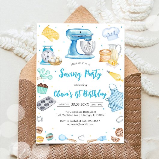 Sewing Party Birthday Invitation Einladung