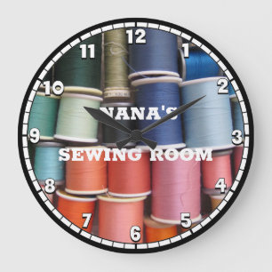 Sewing Room Thread Custom Round Clock Große Wanduhr