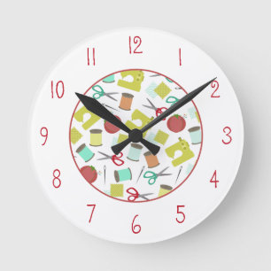 Sewing Themed Clock Runde Wanduhr